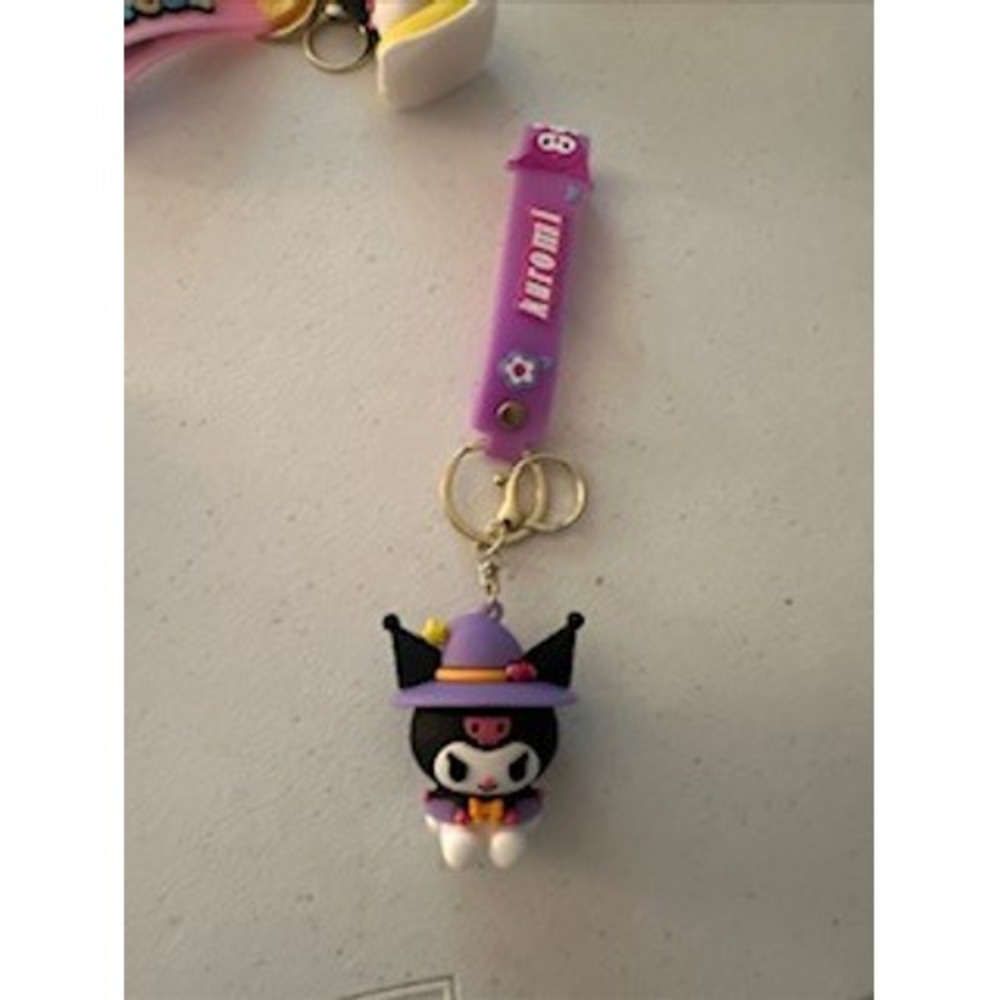 Sanrio Kuromi Witch 3D Keychain Purple Halloween Figure Wristlet Strap Charm